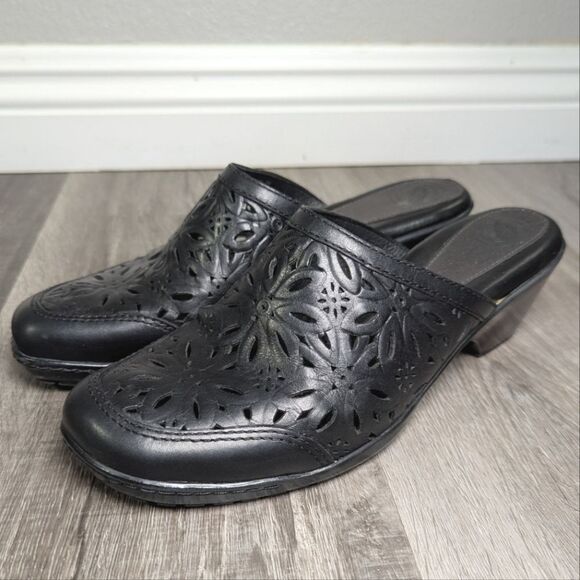 Nurture Black tooled cutout leather comfort mule clogs womens 8.5 - Picture 3 of 7